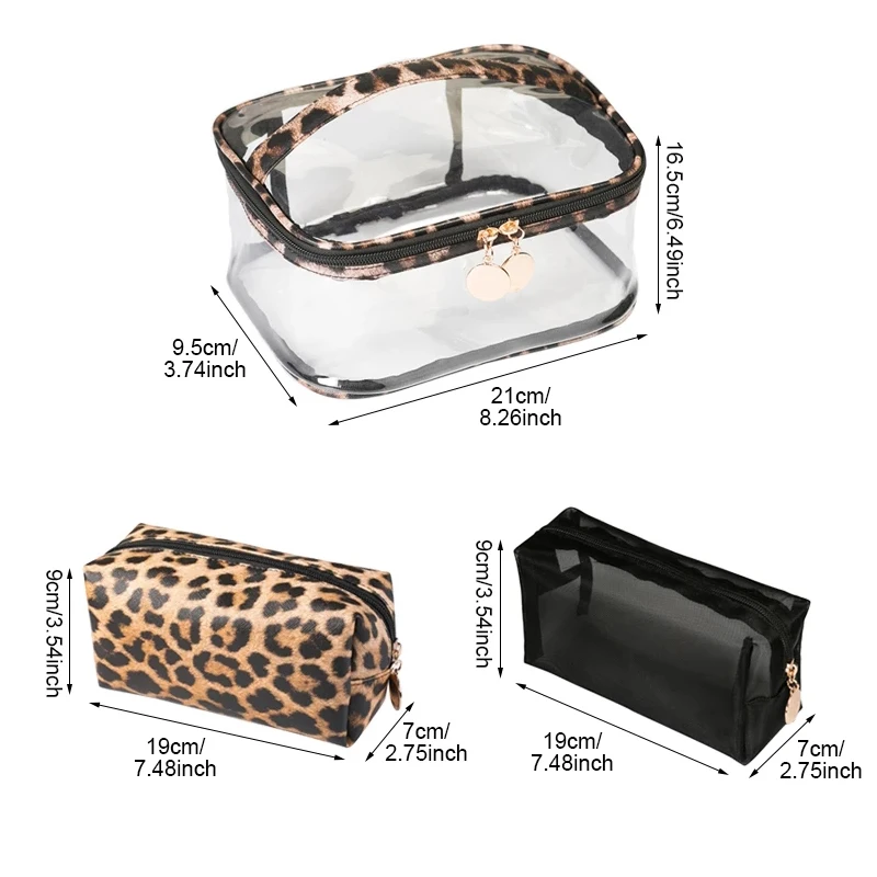 Ladies Leopard PVC Cosmetic Bag Travel Waterproof Beauty Makeup Toiletry Storage Case Lipsticks Holder Organizer Accessories