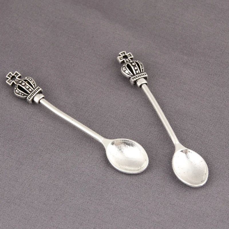 10pcs Silver Color Spoon Charms Kitchen Pendant For Chef's Gifts DIY Handmade Jewelry Making Accessorie 10.5x56mm