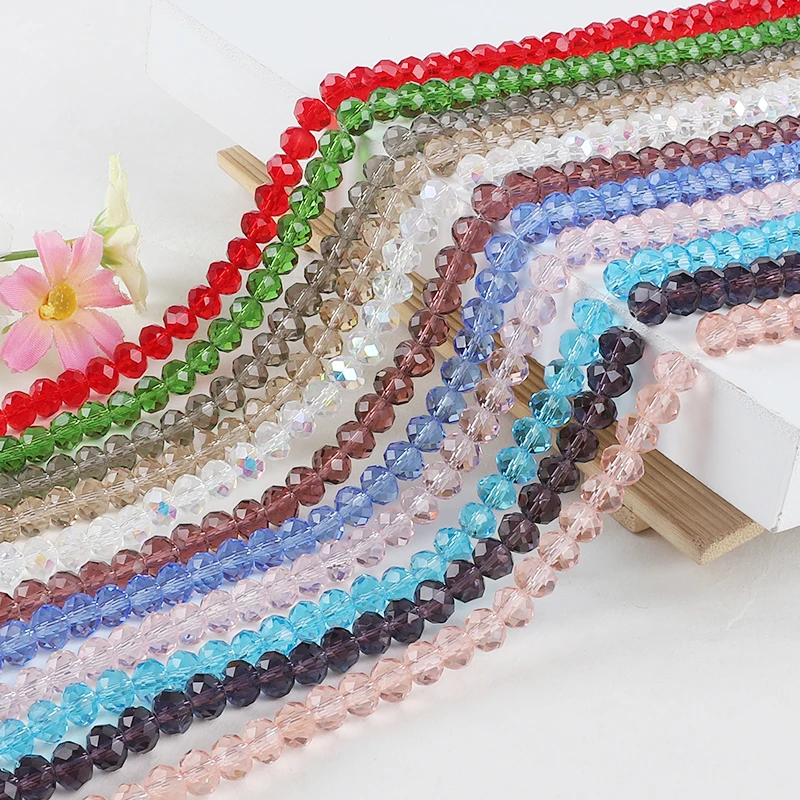 2/3/4/6/8mm Austria Crystal Faceted Beads Glass Beads Czech Loose Rondelle Spacer Beads For Jewelry Making DIY Bracelet Necklace