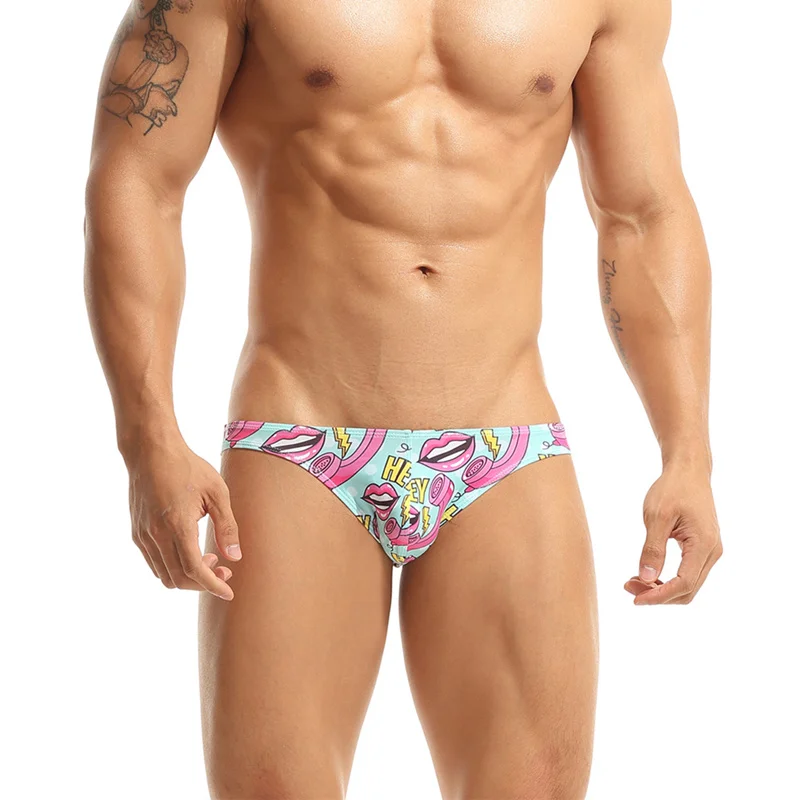 SEOBEAN Men's Briefs Fashion Sexy Bikini Underwear Men Multicolor Lip Print Pattern Briefs For Man