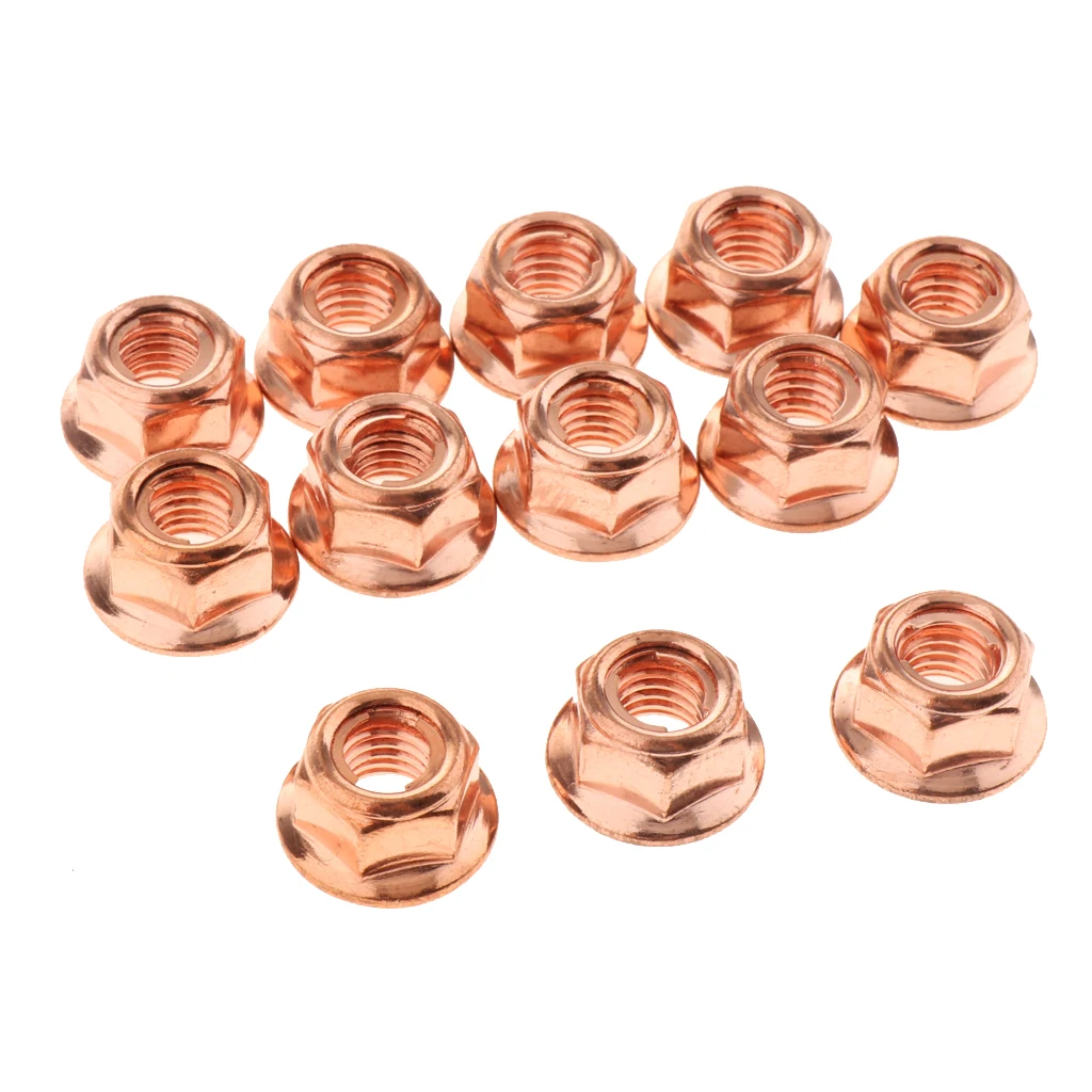 12X M8 COPPER FLASHED EXHAUST MANIFOLD NUT 8MM NUTS HIGH TEMP for