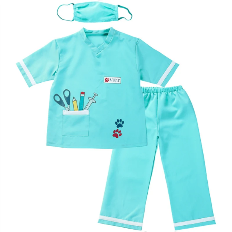 Purim Unisex Kids Female Doctor Nurse Veterinary Costume Surgeon Dr Uniform Cosplay Halloween Carnival Party Fancy Dress