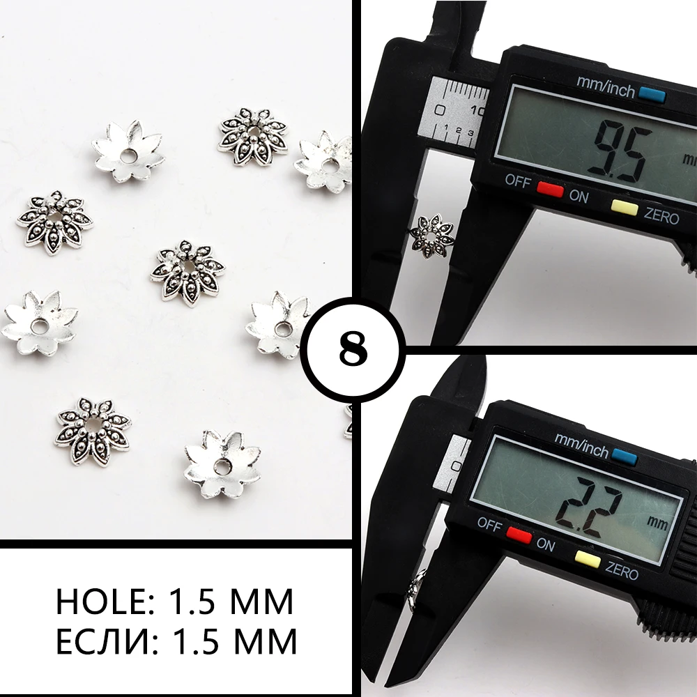 50 stücke Antike Kupfer Splitter Bronze Gold Runde Polygon Hohlen Form Metall Spacer Blume Perlen Kappen Für Schmuck Ketten, Der DIY – Detail 14