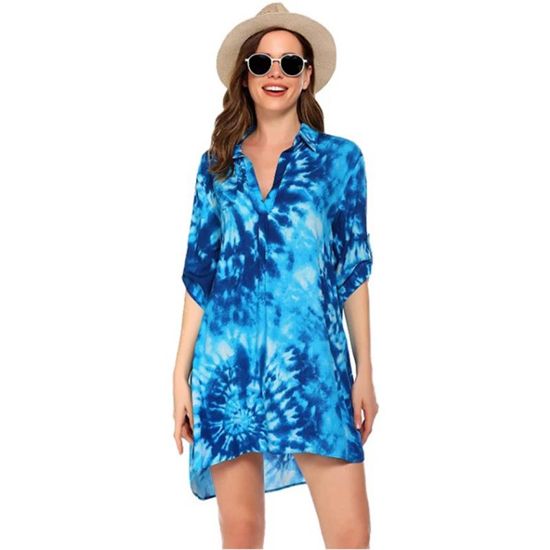 Robe de plage imprimé pour femmes, tunique, grande taille, cover-up pour les maillots de bain, nouvelle collection