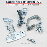 Gauge Set For 3 Thread Industrial Overlock Sewing Machine Siruba 737 Needle Plate E800 Feed Dog H445 D575 Presser Foot P253E-3