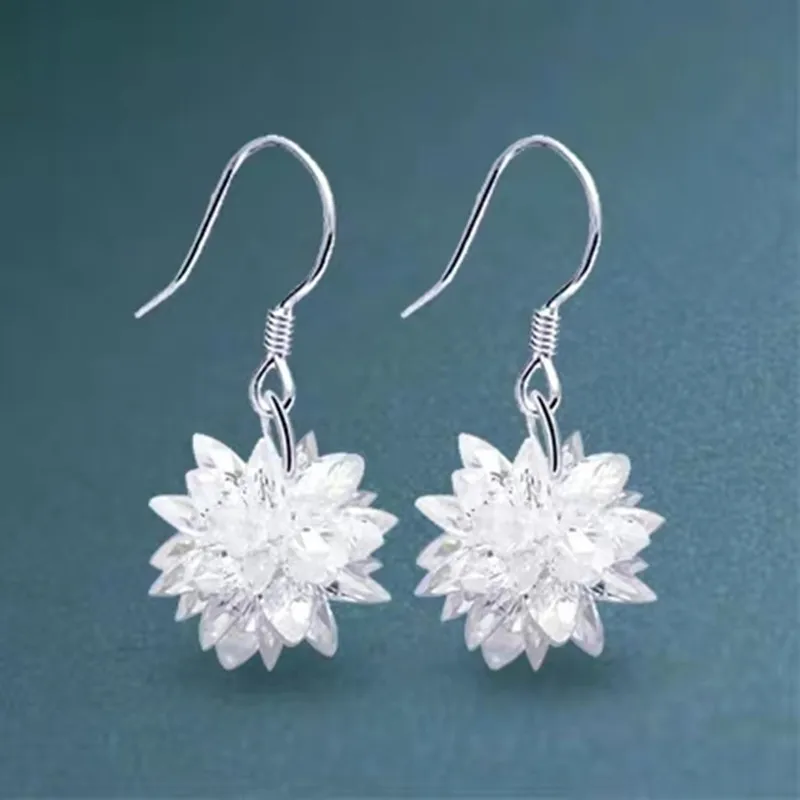 Earrings 2021 Trend Ice Flower Fairy Grunge New Pattern Snowflake Crystal Temperament Long Hanging Earrings Jewelry-Accessories