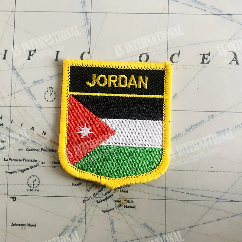 JORDAN National Flag Embroidery Patches Badge Shield And Square Shape Pin One Set On The Cloth Armband   Backpack  Decoration
