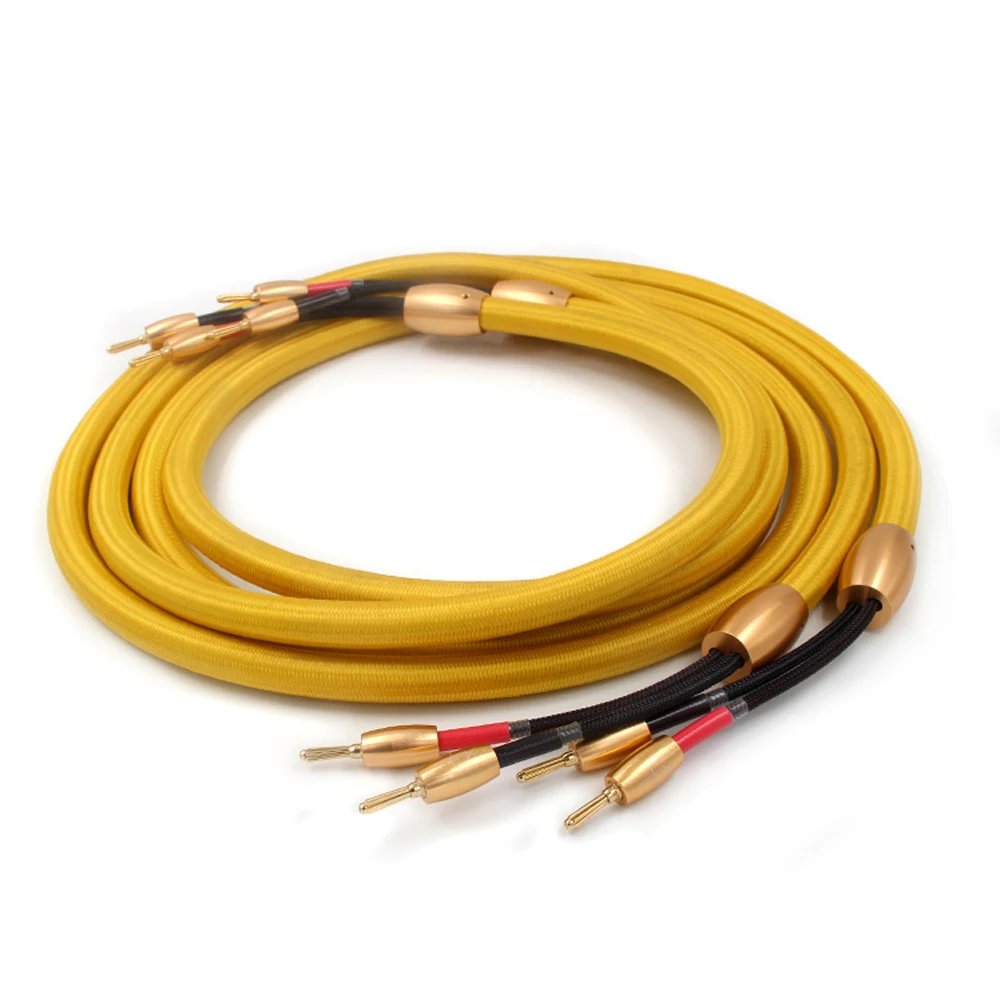 Pair Accuphase audio speaker cable hifi loudspeaker cable with 24k Gold plated banana plug