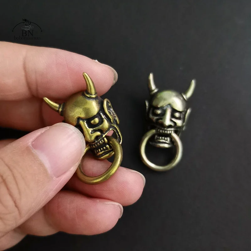 Brass Japanese Ghost Hannya Mask Rivets Connector Decorations Button Vintage DIY Leather Belt Wallet Garment Buckles with Screw