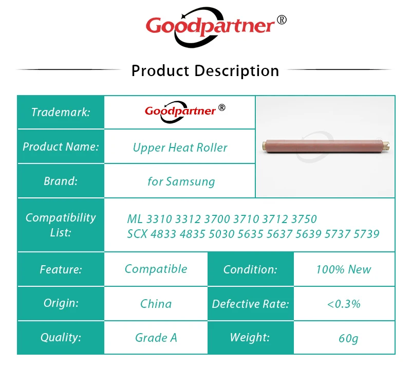 10X JC66-02846A Fuser Upper Heat Roller for Samsung ML 3310 3312 3700 3710 3712 3750 SCX 4833 4835 5030 5635 5637 5639 5737 5739