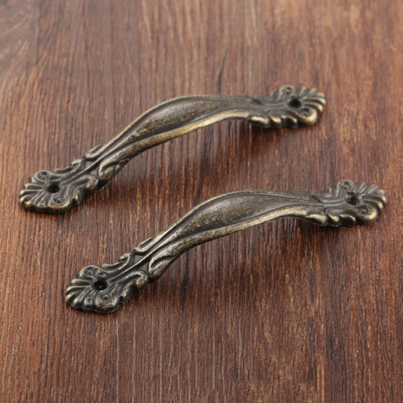2sets Antique Bronze Handle w/screws Vintage Knob Flower Pull 85*15mm Furniture Kitchen Cabinet Drawer Zinc Alloy Old European
