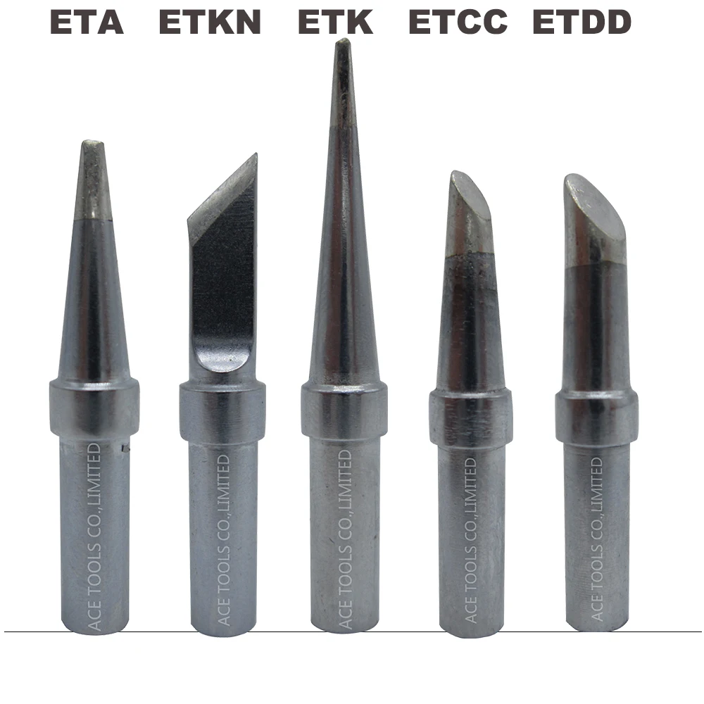 5 PCS ET Series Soldering Tips Iron Replace Fit WELLER WES51 WES50 WESD51 WE1010NA WE1010EU  PES51 PES50 LR21 LR20 Welding Bit