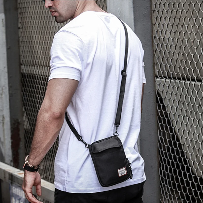 

Men's Small Shoulder Bags Black Handbag Travel Wallet Mini Crossbody Bag Passport Clip Mobile Purse Strap Neck Pouch