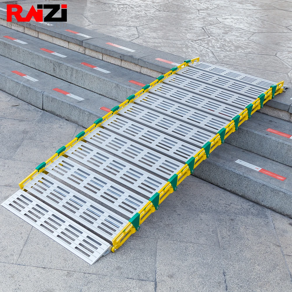 Raizi 1 set Portable Foldable Aluminum Ramps Custom Size Anti-slip Adjustable Loading Mobile Home Supermarket Rolling Ramps