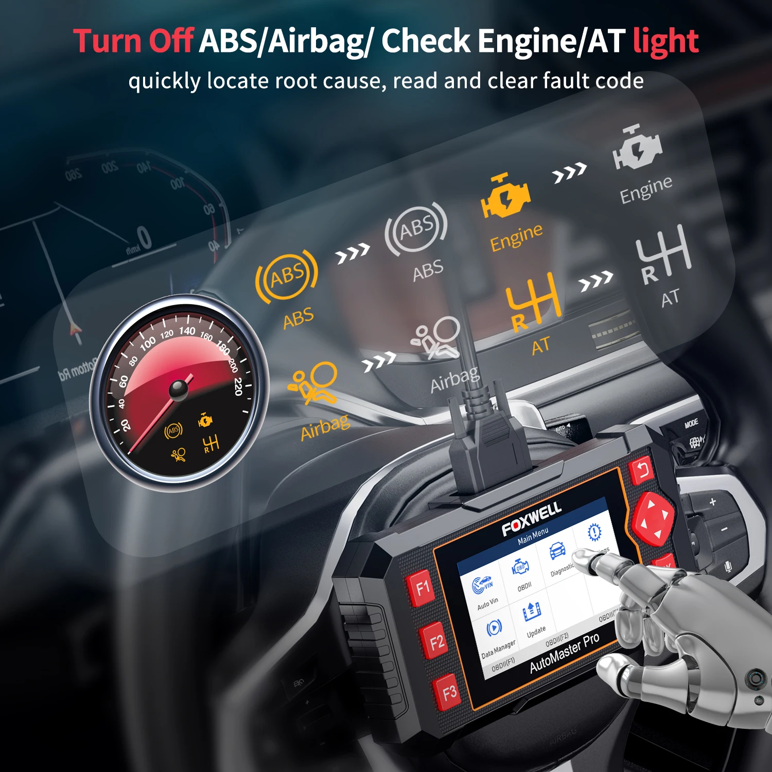 FOXWELL NT604 Elite OBD2 Auto Scanner ABS SRS Engine Transmission Code Reader OBD 2 Live Data Car Diagnostic Tool Free Update