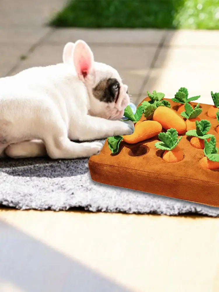 Dog Carrot Plush Toy Vegetable Chew Toy Snuffle Mat For Dogs Cats Pull Radish Plush Toy Pet Bite Doll Fruit Vegetable Field