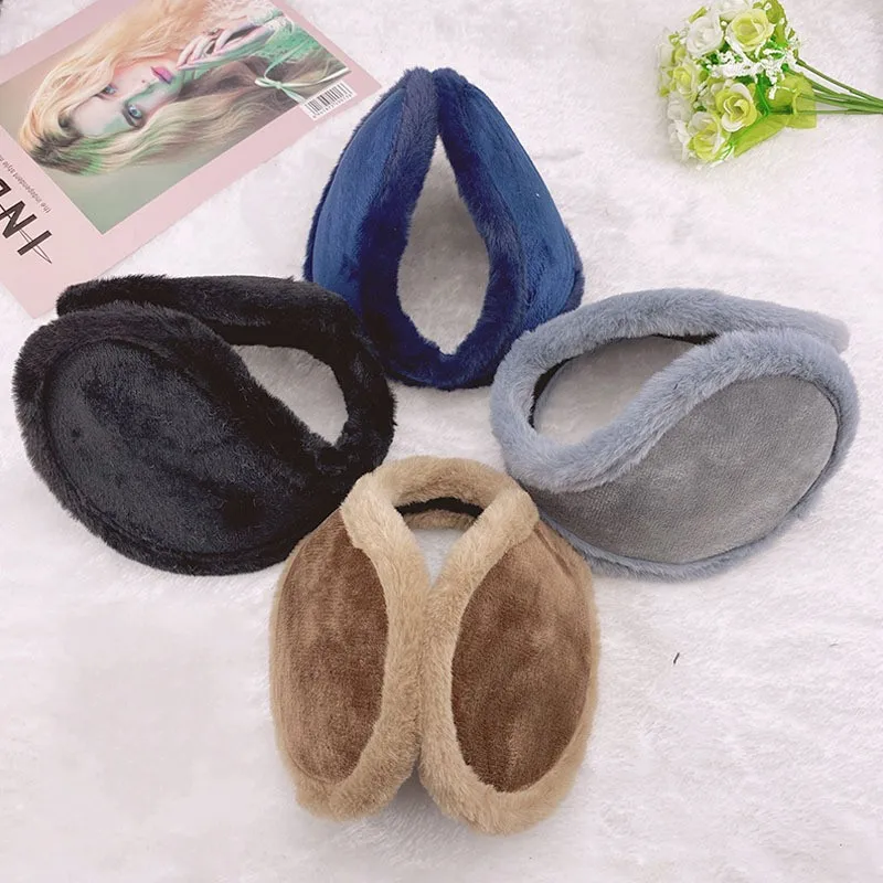 Thicken Velvet Earmuffs Winter Warm Outdoor Cycling Headphones Fleece Rabbit Fur Men Ear Cover Protector Plush Soft Ear Mask