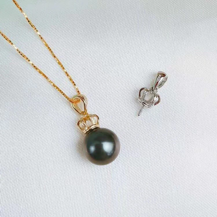 

Party Crown 925 Sterling Silver Pendant Base Settings Mountings Findings Parts for Pearl Coral Jade Beads Stones Crystal