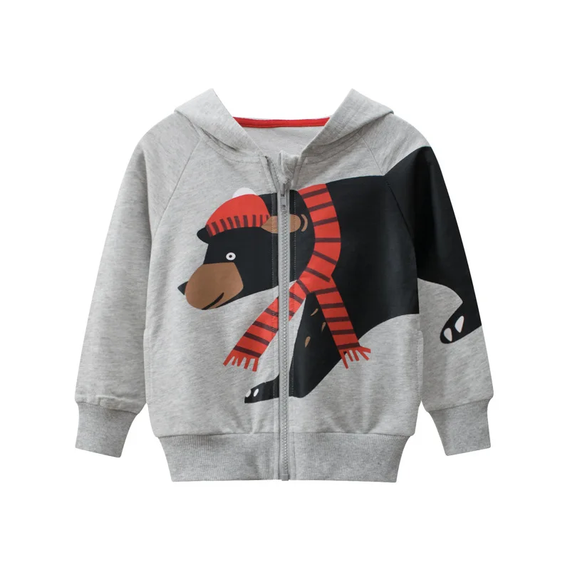 2021 Spring  Autumn Children\'s Hoodie Clothes Kids Boys Girls Cotton Zipper Dinosaur Cartoon Coat Casual Sweatshirt Clothing