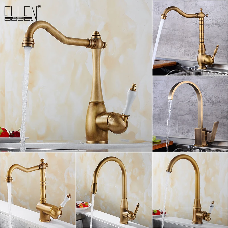 Antique Bronze Kitchen faucets 360 Rotate Swivel Faucet Hot Cold Water Tap Mixer Kitchen Sink Faucet ELK331