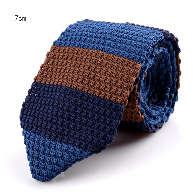 GUSLESON New Fashion Mens 7cm Knitted stripe Neck Ties Men Red Green Sharp Corner Knit Tie Slim Designer Cravate Narrow Tie