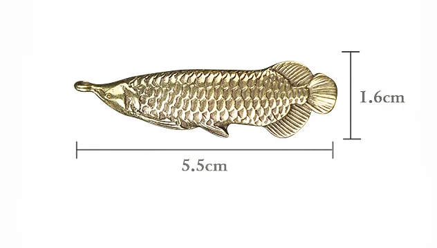 Handmade Pure Brass retro gold arowana fish craft DIY ornament Miniature Fitting Keychain Pendant souvenir gift a0901