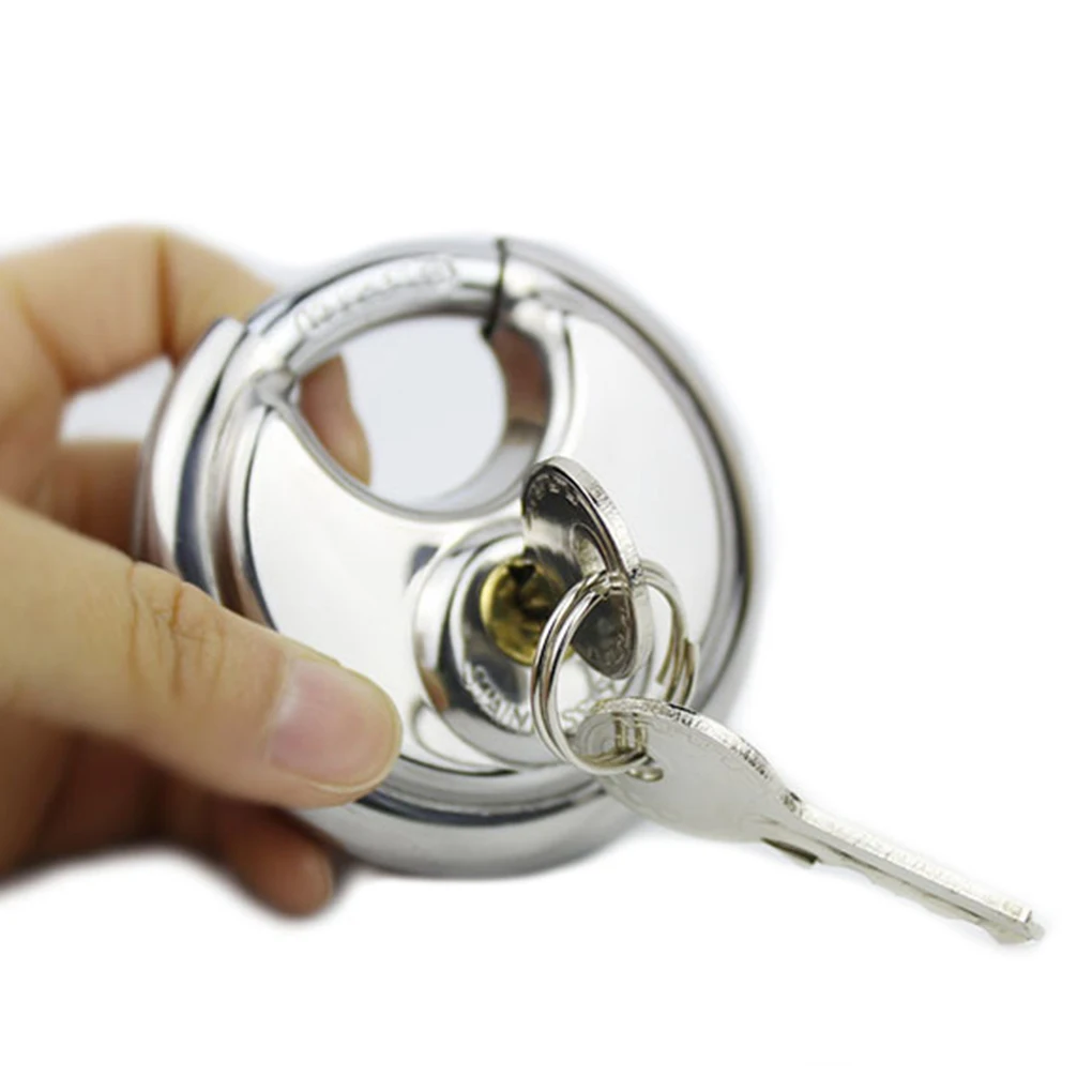 Stainless Steel Anti-Theft Padlock Large Round Discus Lock for Warehouse Door Window Bicycle Anti-theft Lock