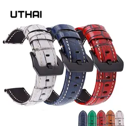 UTHAI P17 Straps 20mm 22mm 24mm 26mm Bamboo joint cowhide retro large dial for men's watch band