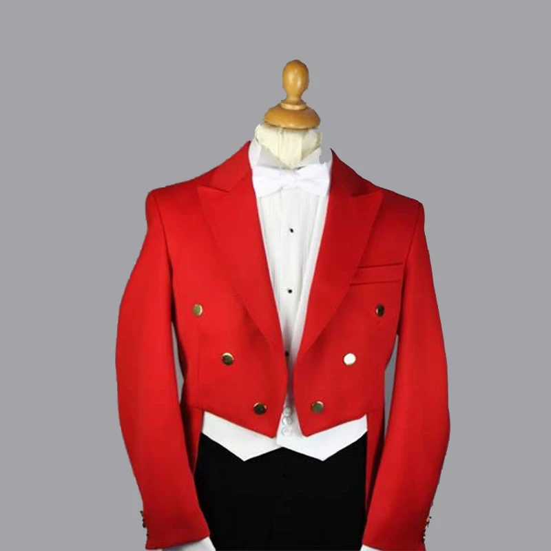 Custom Made To Measure Red Tailcoat Men Black Pants White Vest,Bespoke Red Long Tail Tuxedo Tail Coat,Tailor Red Tuxedo Tailcoat