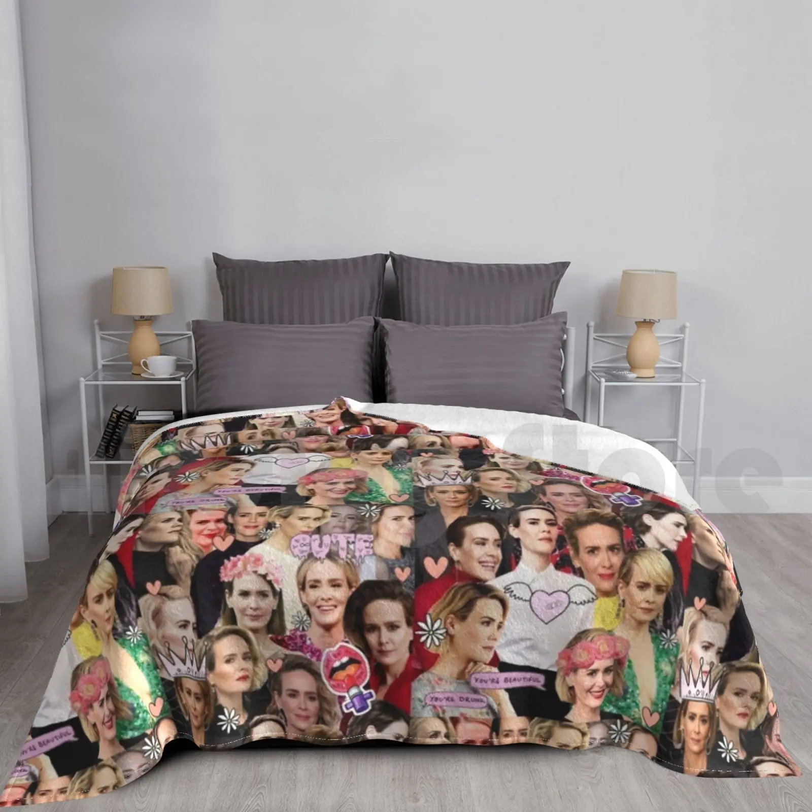 Sarah Paulson Collage Blanket Fashion Custom Sarah Paulson Oceans 8