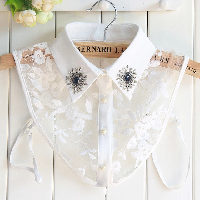 Collares falsos de algodon con bordado para mujer cuello falso extraible blusa con diamantes de imitacion ropa para mujer cuello desmontable AliExpress