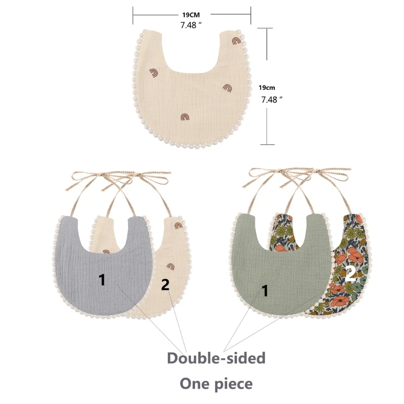 1 قطعة مزدوجة الجانب الطباعة مريلة الطفل شرابة منشفة لعاب الأطفال التصوير الدعائم تغذية ملابس تجشؤ باندانا وشاح للرضع حديثي الولادة