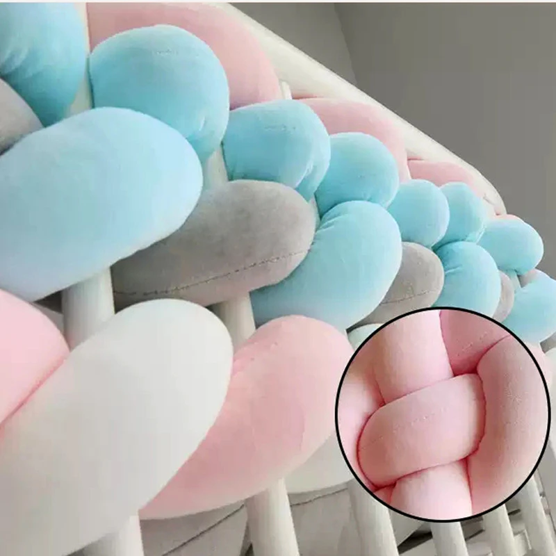 

5M/8M/10M/12M Length Newborn Baby Bed Bumper Pure Weaving Plush Knot Crib Bumper Kids Bed Baby Cot Protector Baby Room Decor