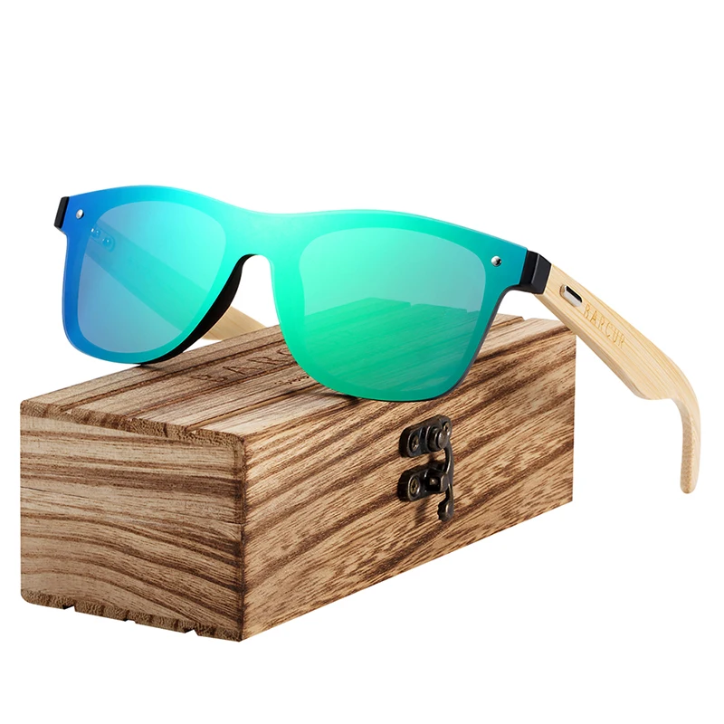 BARCUR Natural Oversize Real Bamboo Sunglasses for Men Women Sun glasses 100% UV400 Oculos de sol masculino feminino