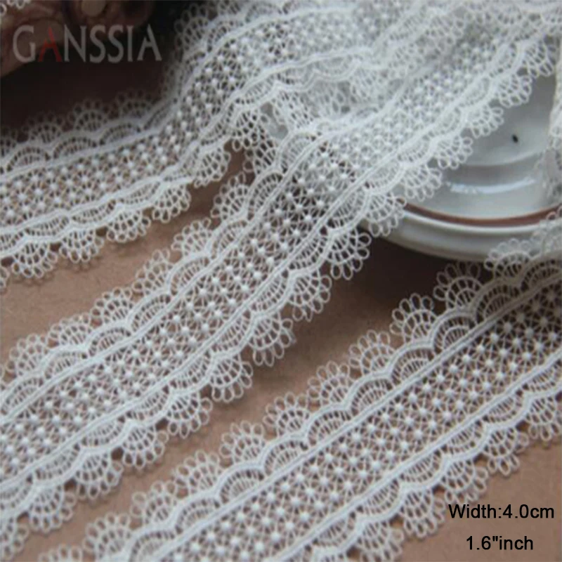 1 Yard Width:4cm Fashion Lolita Bilateral Embroidery Laces Water Soluble Trimming Lace for Garment Sewing Supplies(KK-642)