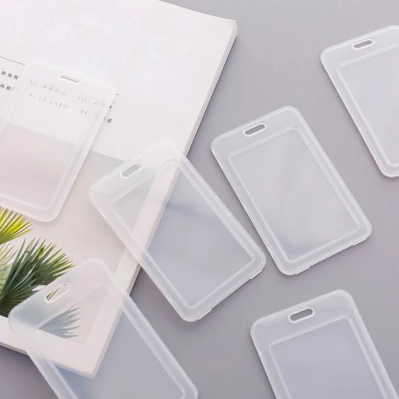 Plástico Rígido Transparente Titular do Cartão de Identificação, Protector Case Capa, Passe Emblema, Escritório, Material Escolar, 1Pc