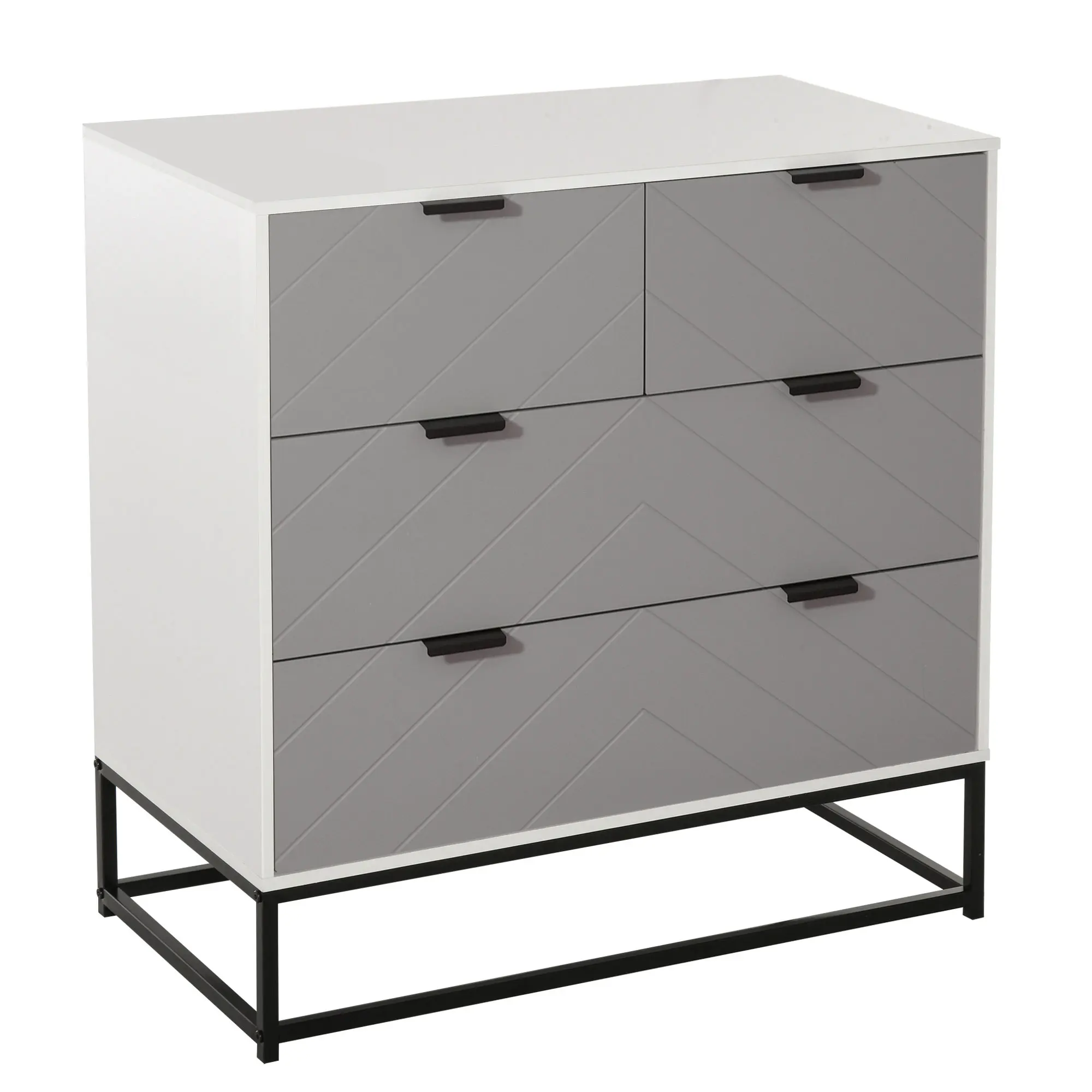 HOMCOM 4 Drawers Night Comfortable Storage for Bedroom and Living Room with Raised Base 80x40x79 cm Black Grey White