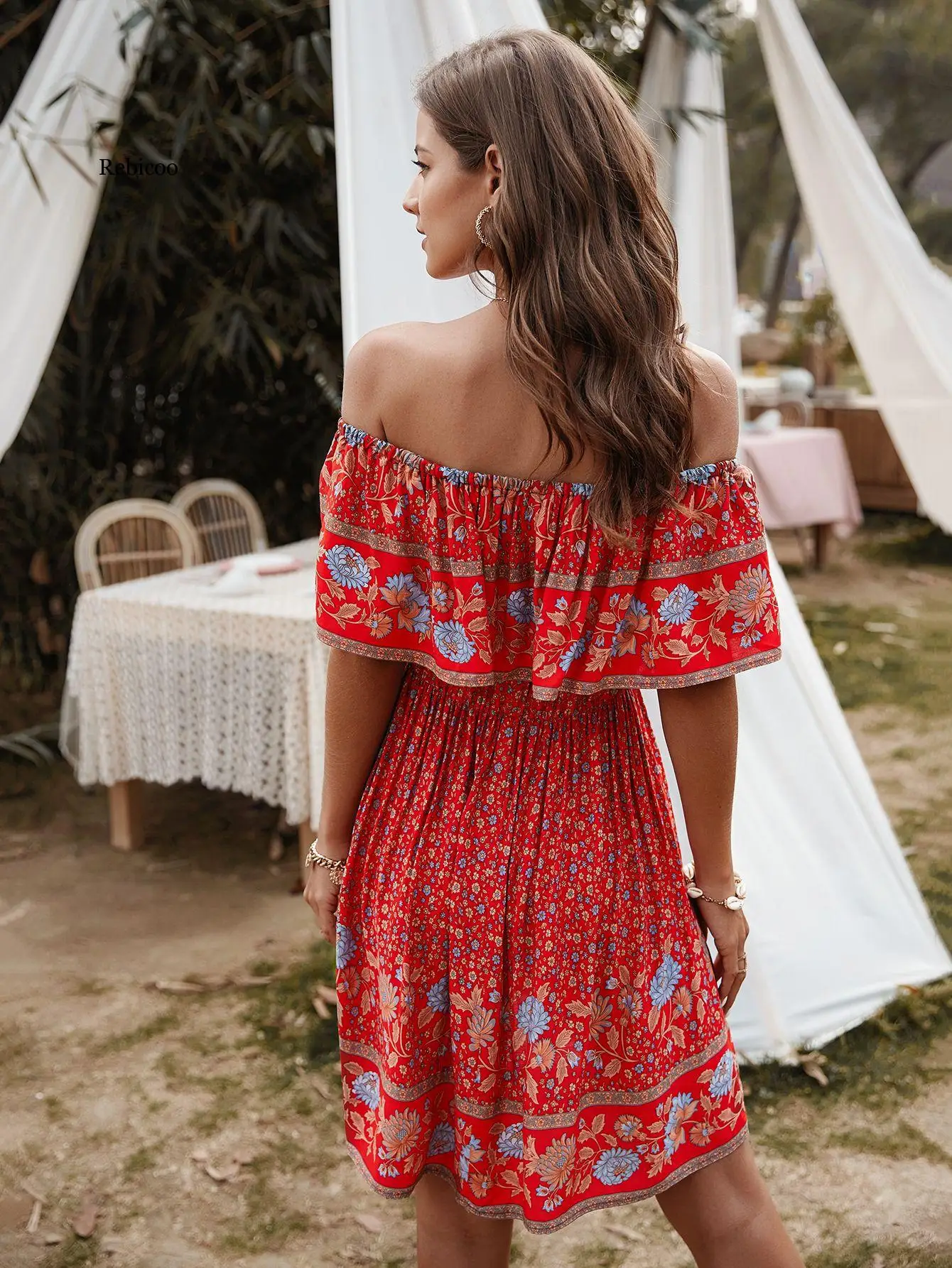 Robe Boho décontractée à manches courtes pour femmes, tenue de soirée, épaules dénudées, Sexy, été