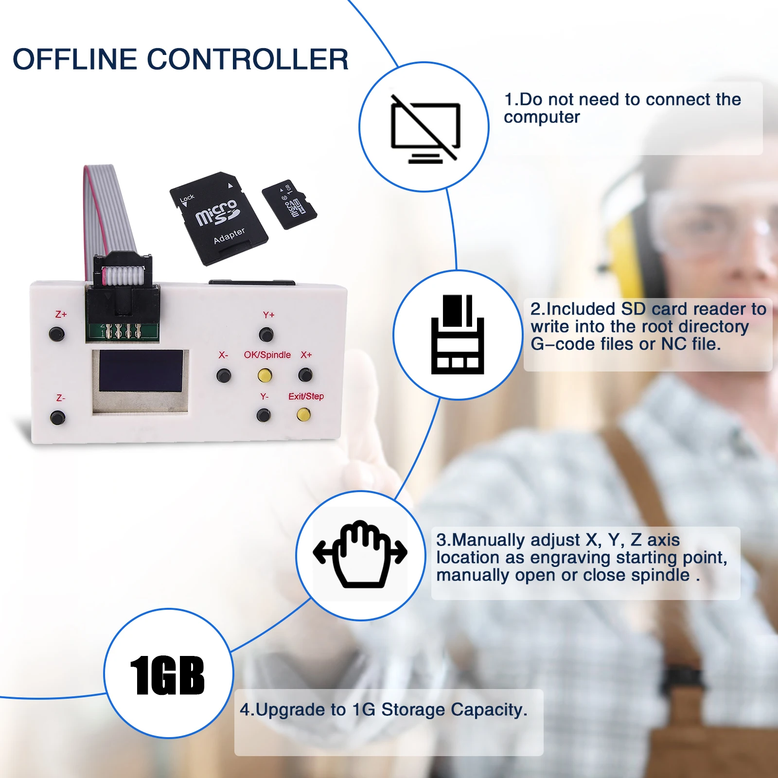 Upgraded 3 Axis Offline Controller Board GRBL USB Port CNC Engraving Machine Control Board For 2017,1610,2418,3018 Machine