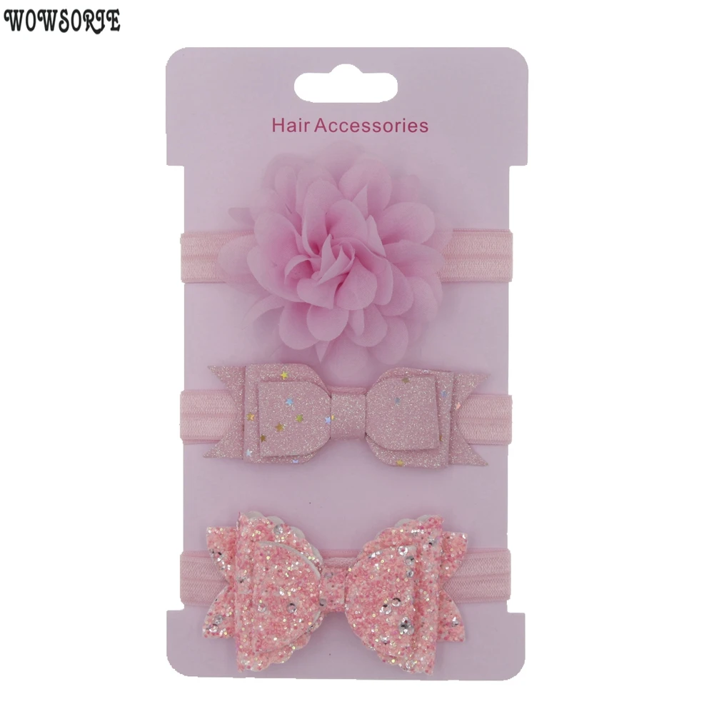 baby Headband Set Flower elastic hair band Sequin Bowknot headbands baby Headwear Kids children girls Hair Accessories 3pcs/lot