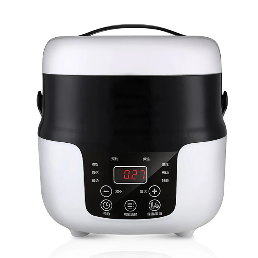 

2L Mini Electric Rice Cooker Portable Smart Food Rice Soup Cooking Machine for 24V Car / 220V Home Use Lunch Food Heater Warmer