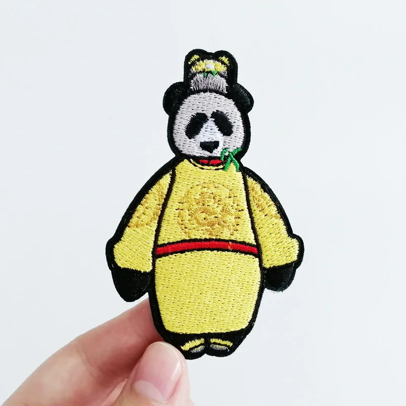 20pcs/lot Embroidery Patches Cartoon Panda Gold Animal Backpack Clothing Decoration Accessories Diy Iron Heat Transfer Applique