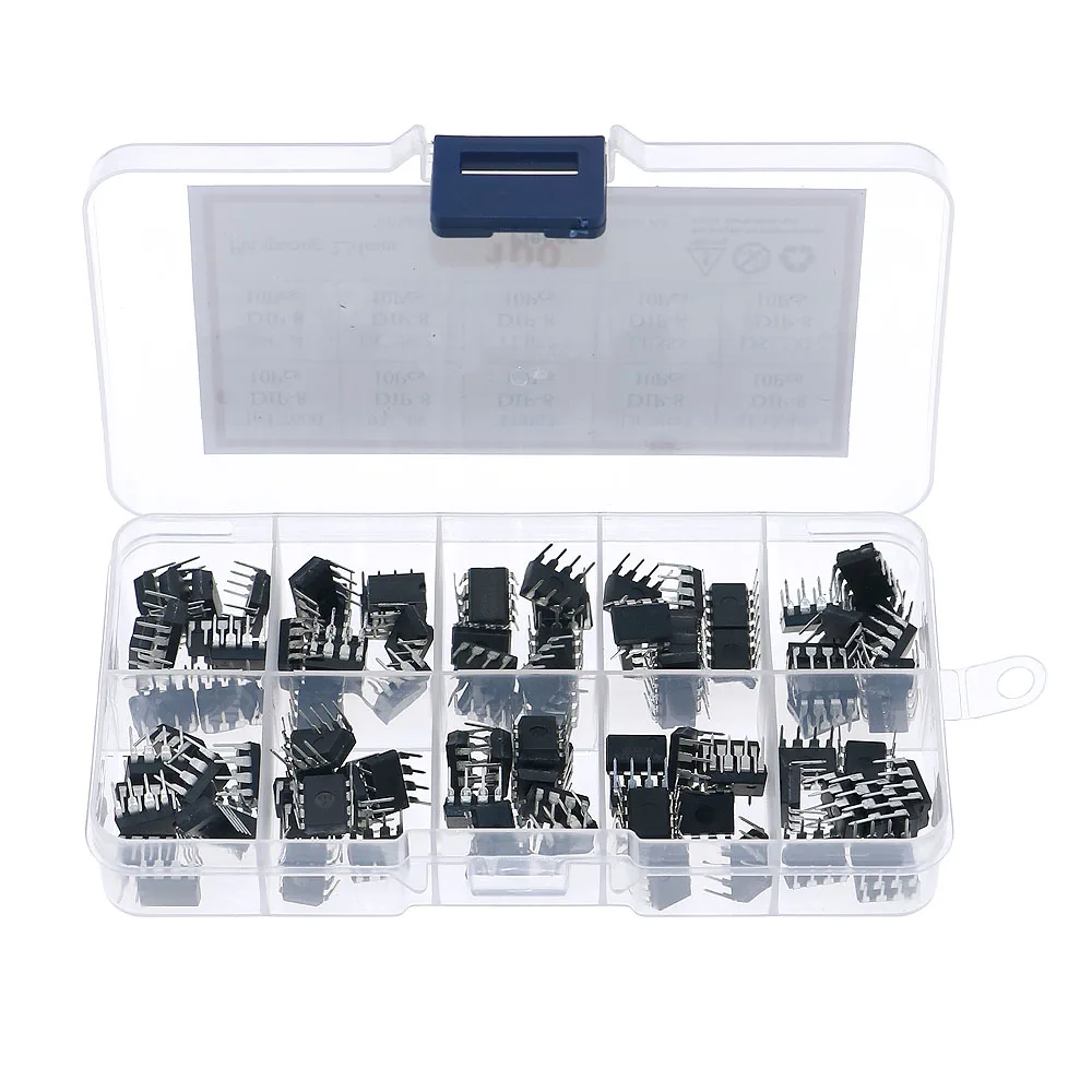 100Pcs/Box IC Integrated Circuit Chip Assortment Kit Icl7660 93C46 TL062 UC3843 MAX485 24C64 UC3842 TL072 LF353 DS1302