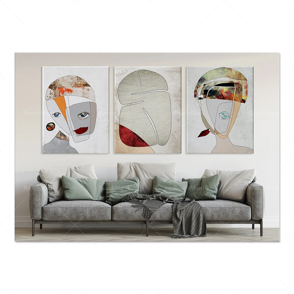 

Three-piece set of contemporary art mural prints, which can be hung