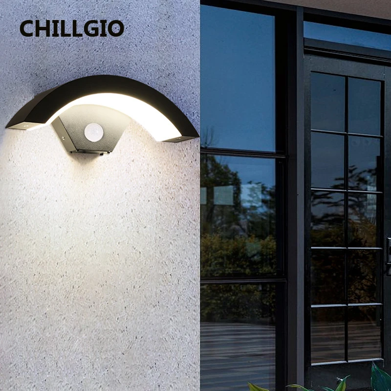 CHILLGIO Motion Sensor Outdoor Wall Lamps Courtyard Garden Hotel Porch Aluminum Lighting Vintage 18W 24W Waterproof Indoor Light