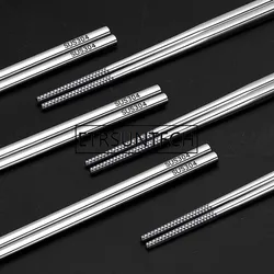 100pairs Food Grade 304 Stainless Steel Tableware Chopsticks Household Metal Antiskid Chopsticks Custom Logo