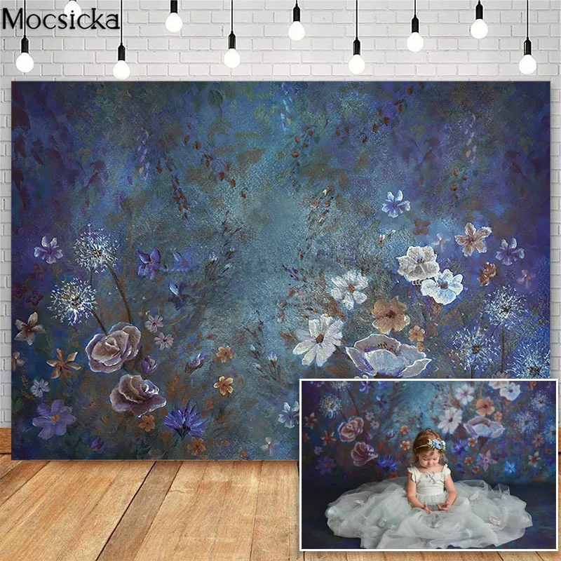 Mocsicka-Fleurs de Bergame abstraites pour la photographie, arrière-plan de portrait de nouveau-né, décors d'art floral, fond de photocall, studio photo, bébé, enfants