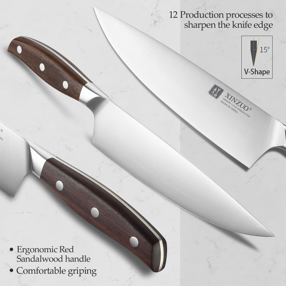 Imagem -04 - Xinzuo-stainless Steel Kitchen Knife Grupo Utilitário Cleaver Chef Pão Paring Frutas Cutelo Facas 1.4116 Pcs