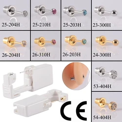 1PC Safety Ear Piercing Unit Sterilized Bezel Crystal Earrring Bullet Buckle Studs No Sharp Body Piercing Jewelry Suitable Baby
