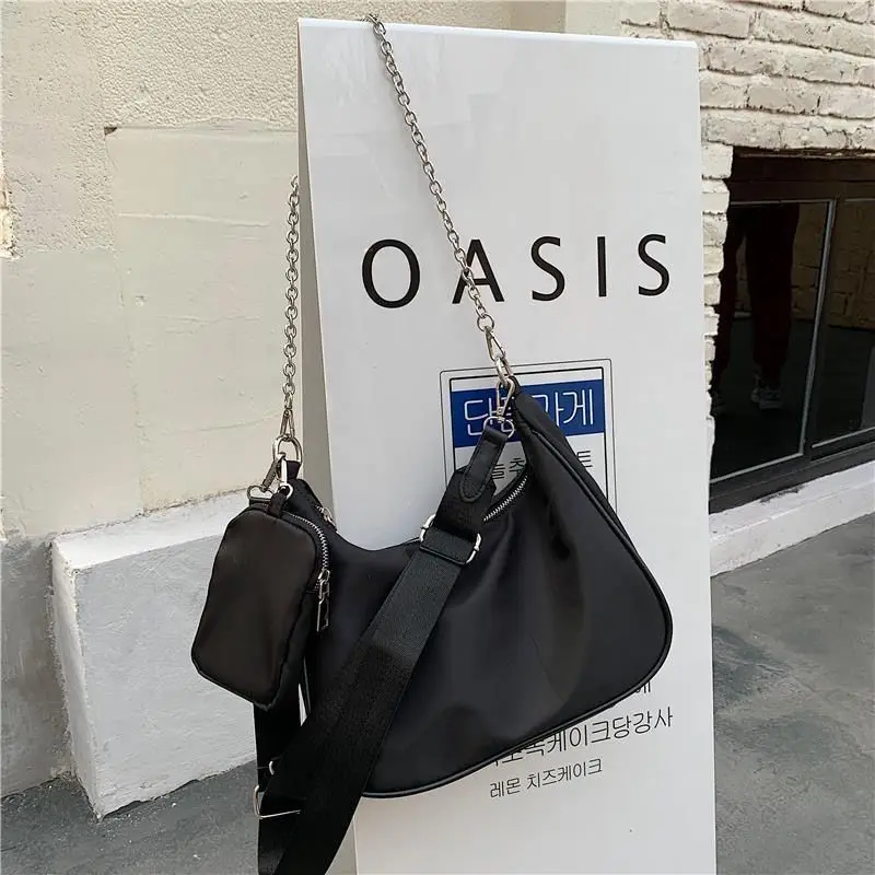 Luxury Designer Women Handbag Female Shoulder Bags Vintage Nylon Hobo Bags Ladies Fashion Chain Underarm Crossbody Bags